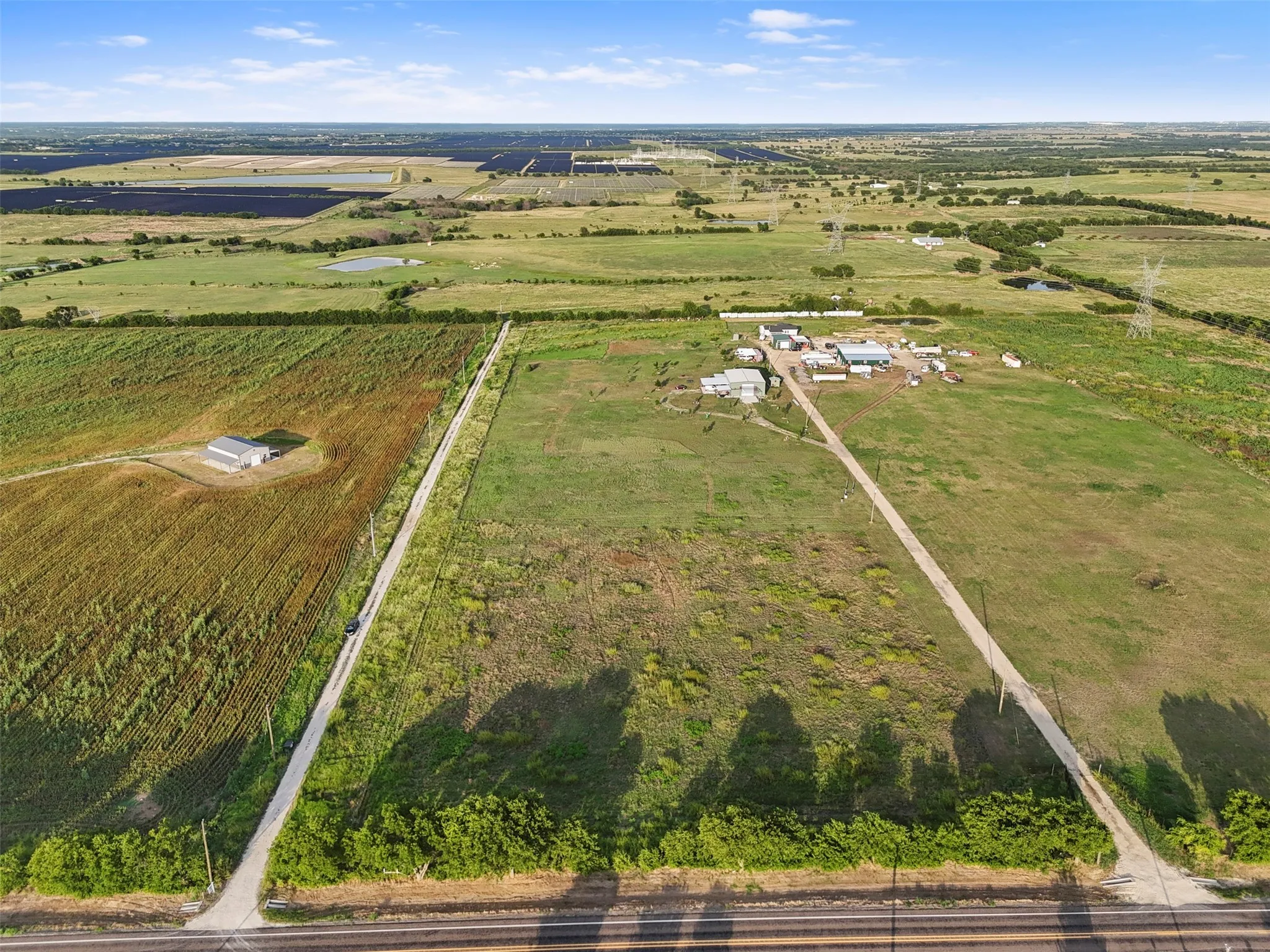 Aerial overview of property's location with rural landscape