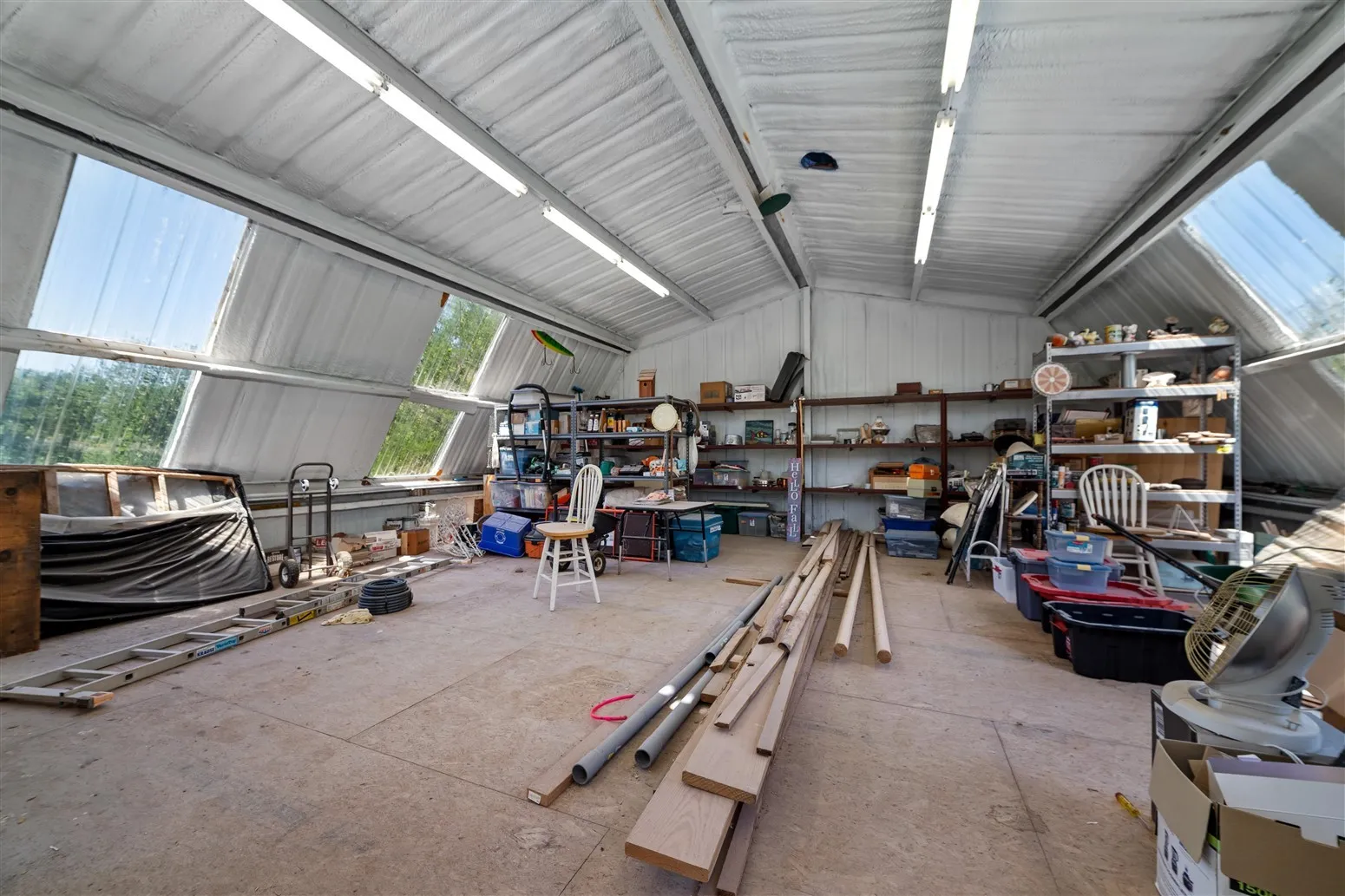 Garage featuring a workshop area