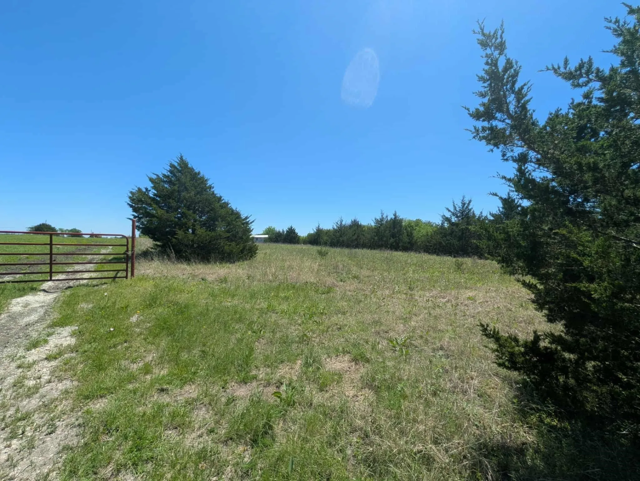 Clearing is perfect for a homesite.  The gate to the left is the neighboring property
