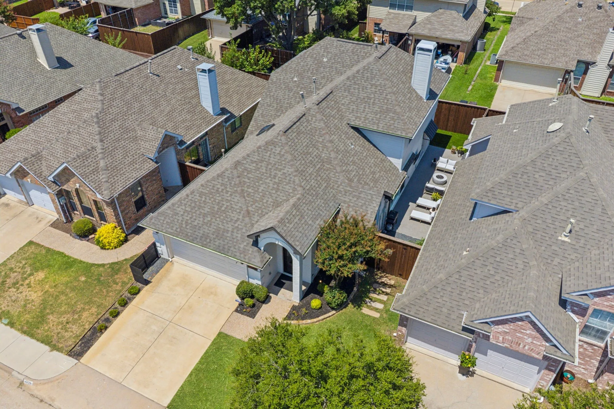 Aerial perspective of suburban area