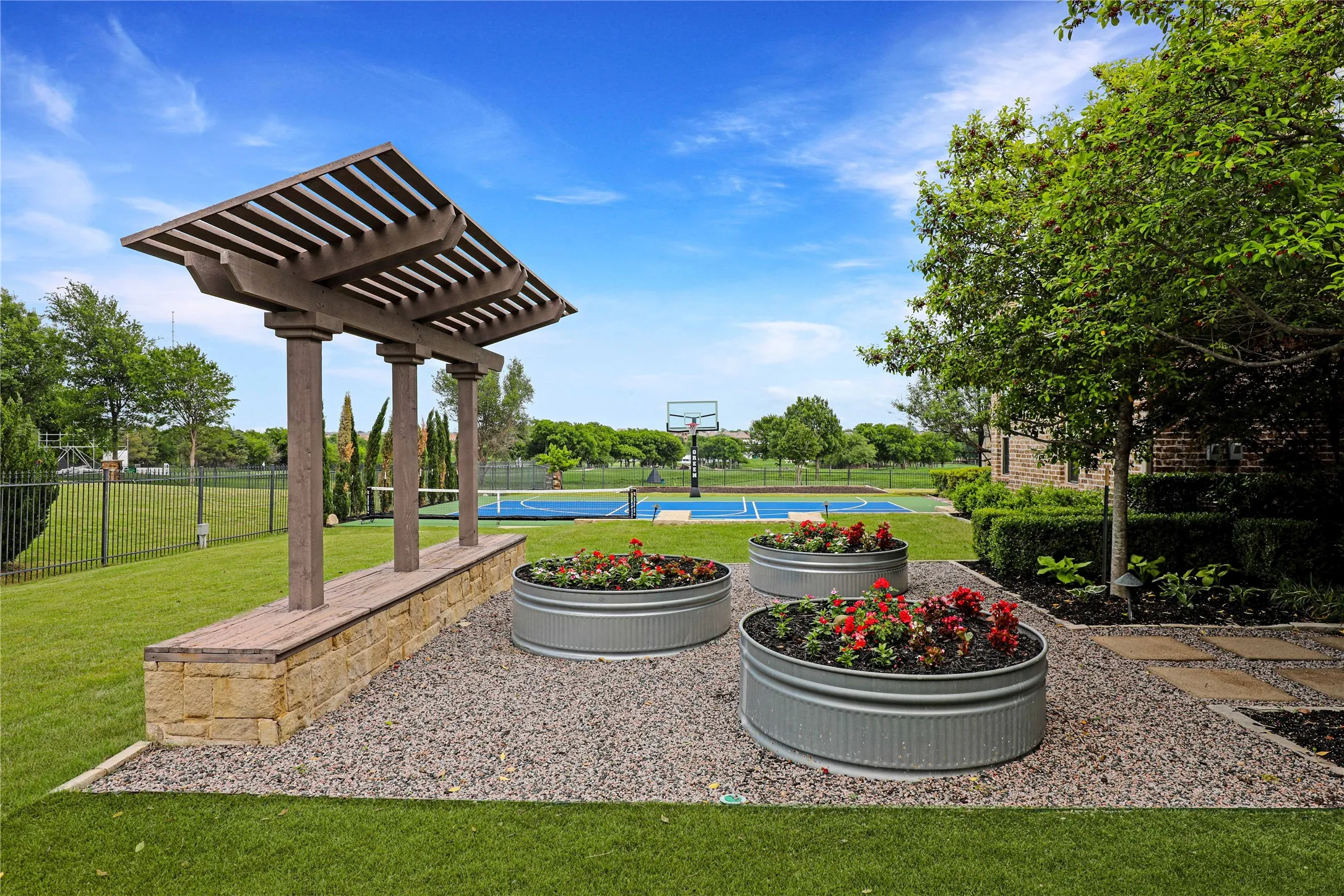 Raised gardens for your favorite flowers or herbs that enjoy sunlight all day long.