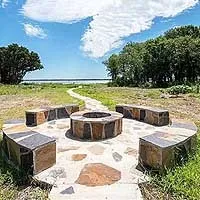 View of patio / terrace with a fire pit
