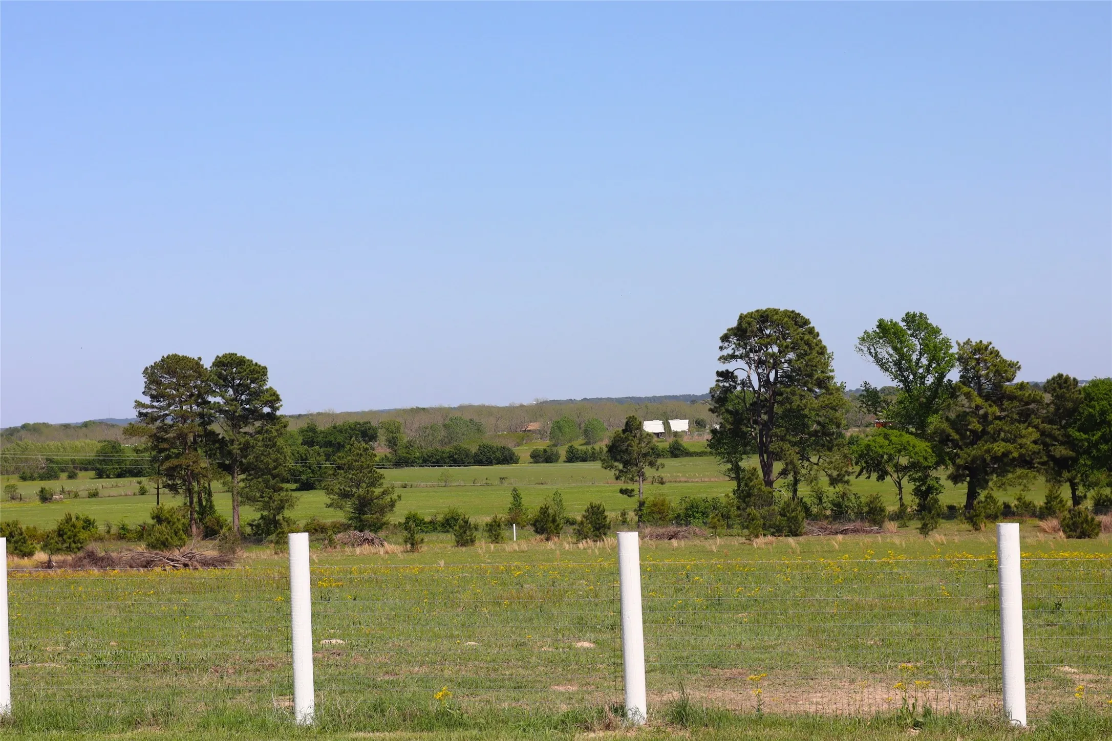 View of yard with fence and a rural view