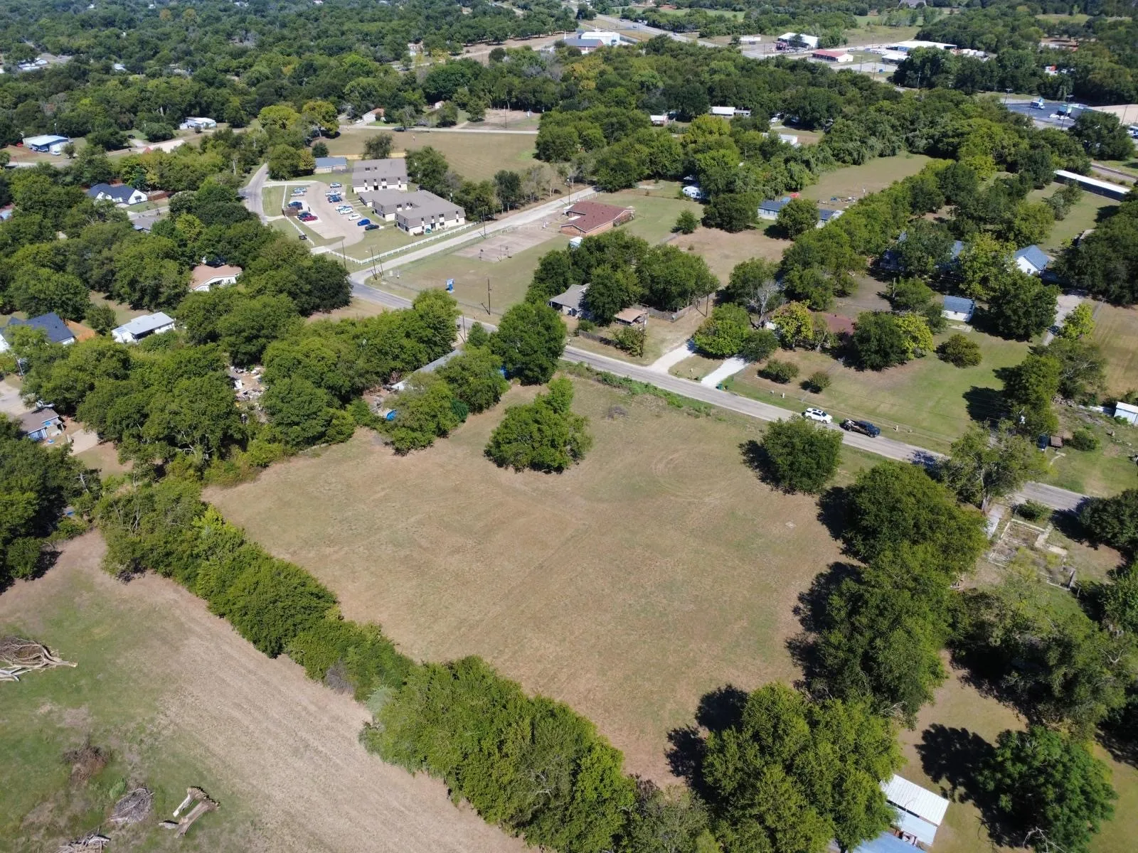 Aerial view of a tree filled landscape
