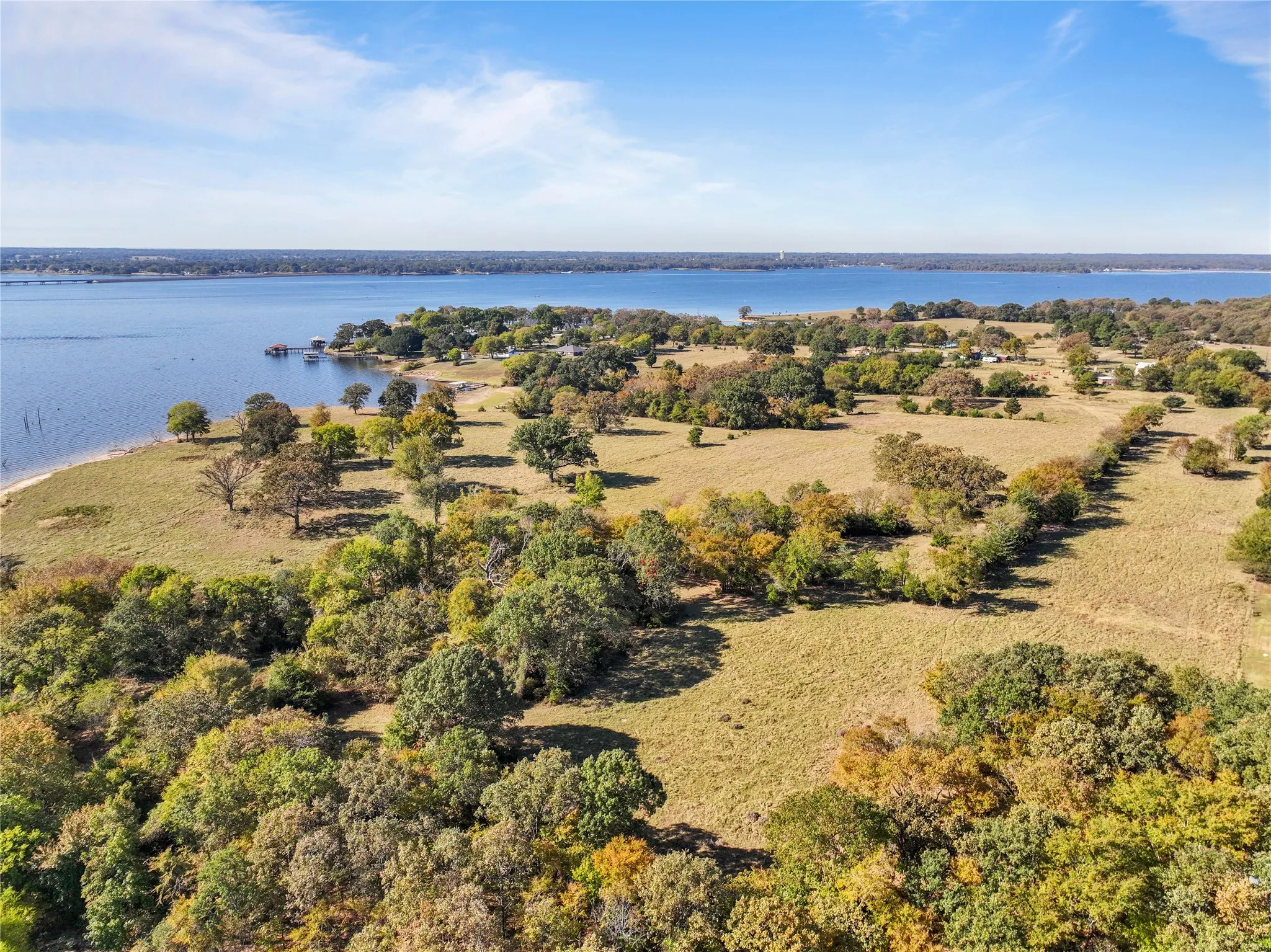 Bird's eye view of a nearby body of water