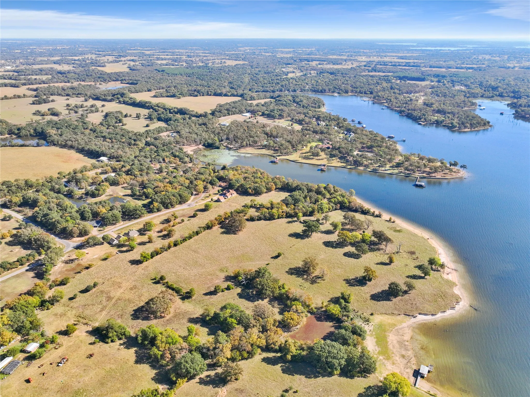 Bird's eye view of a nearby body of water