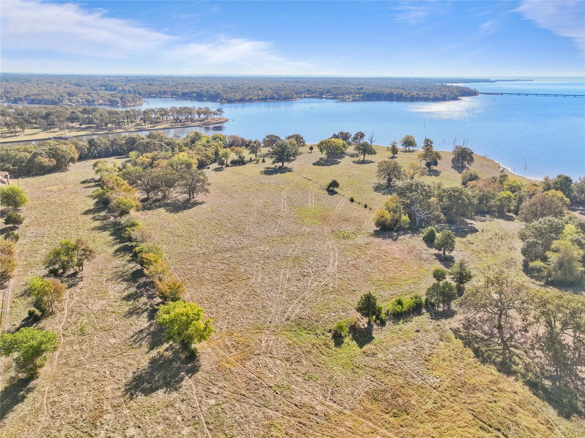 Aerial view of a large body of water