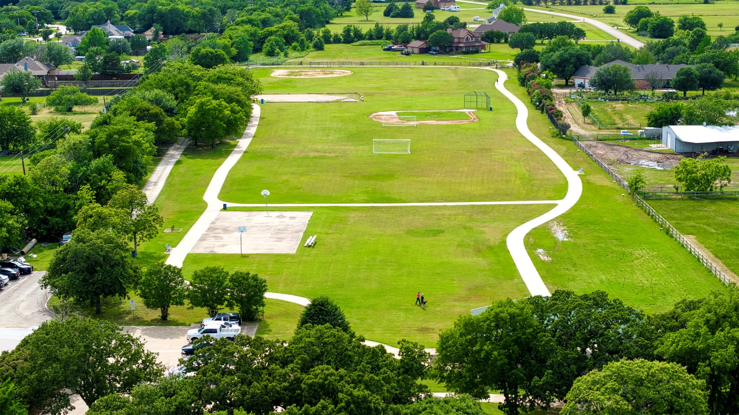 Drone / aerial view of nearby park.