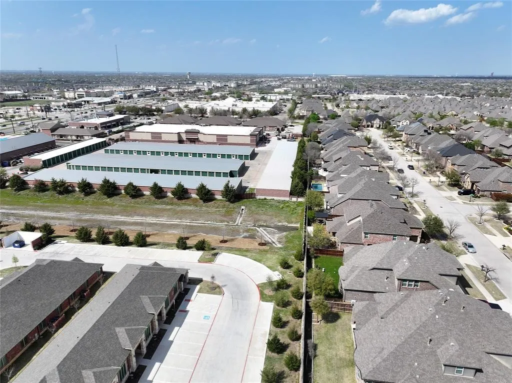 Aerial perspective of suburban area