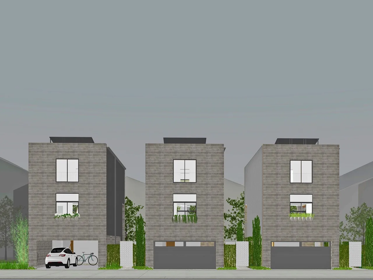 View of the concept homes from the street.