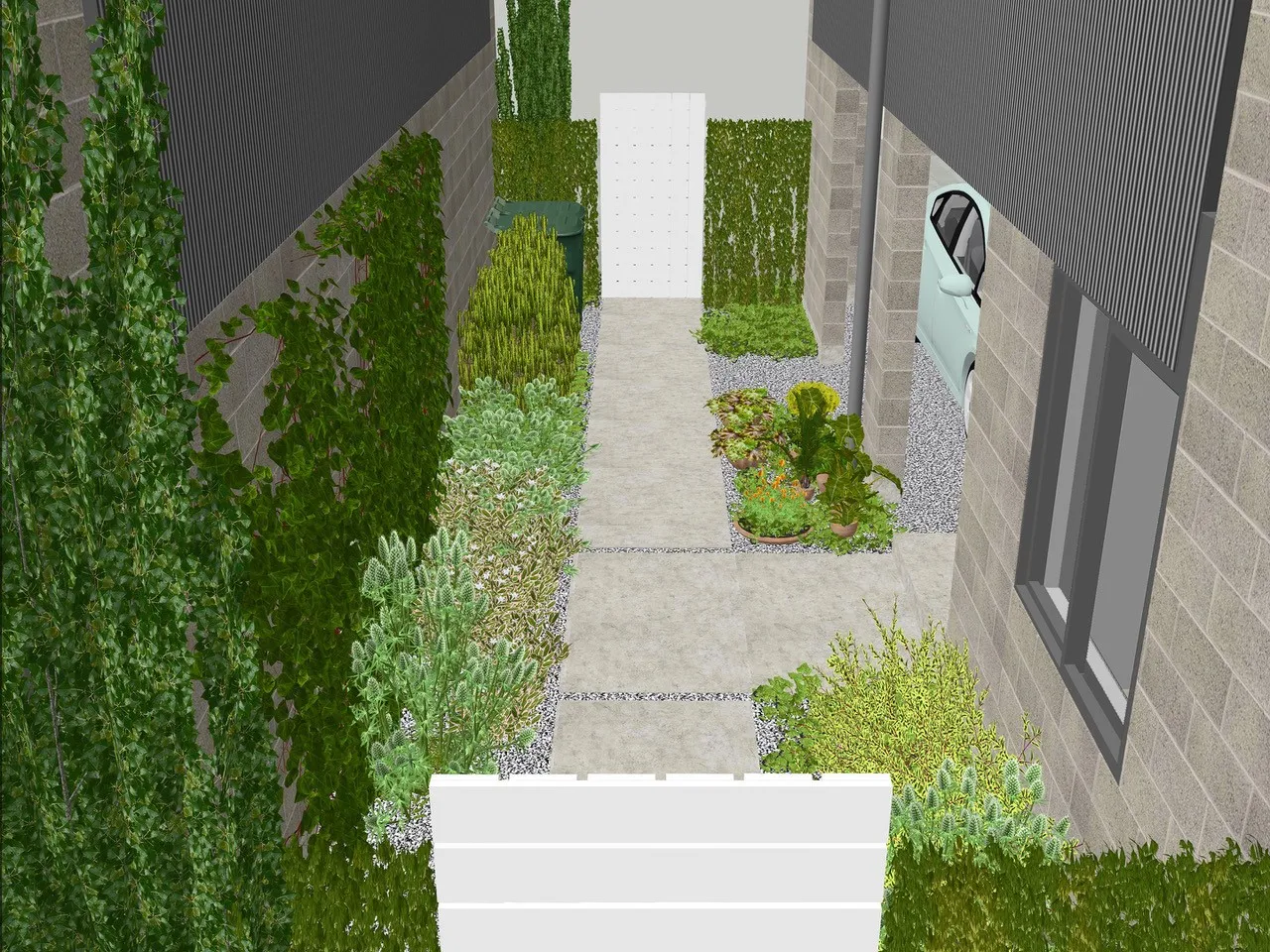 Bird's eye view of the private garden