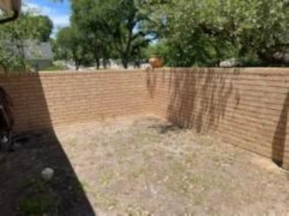 View of fenced backyard