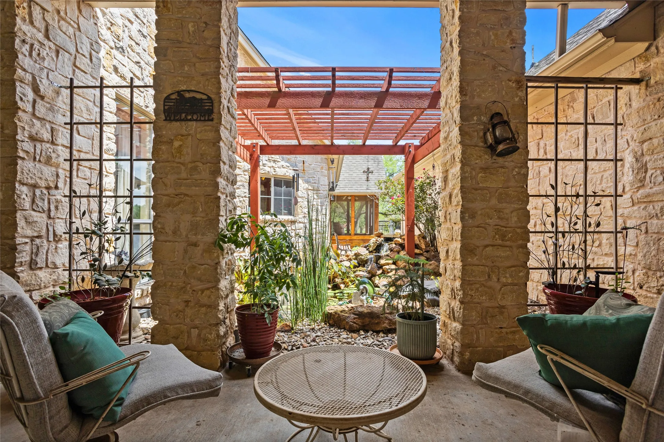 Patio and Koi Pond area

