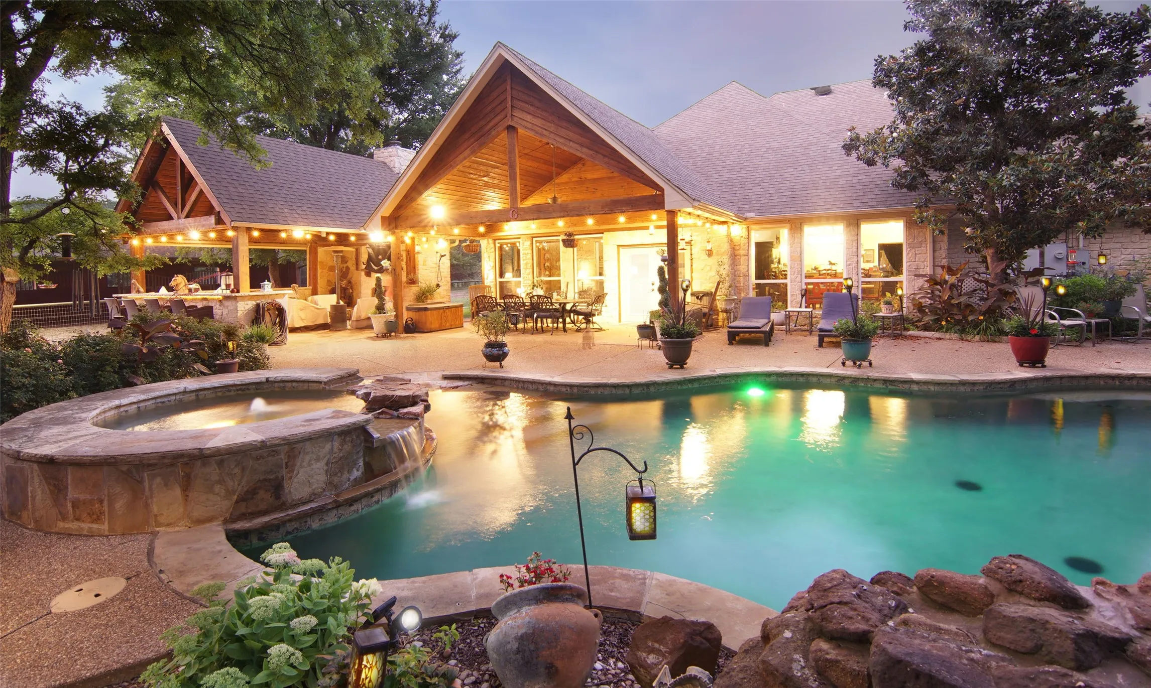 Lights shine bright at night! Whether relaxing or entertaining friends and family.
