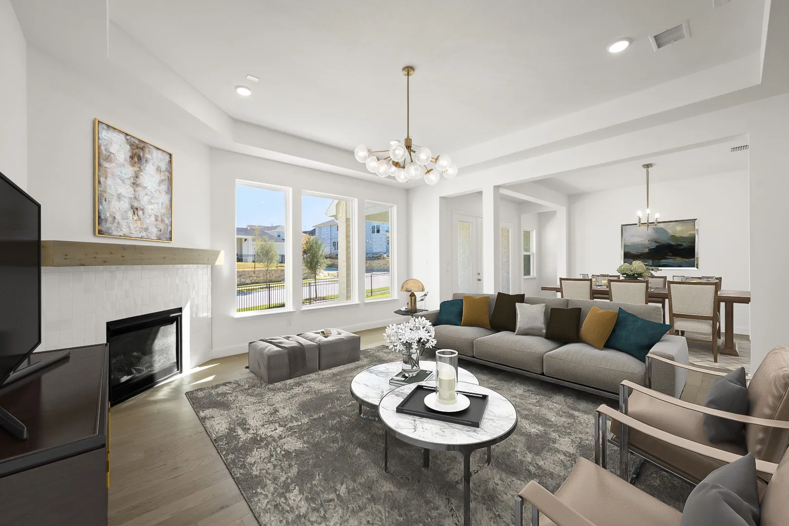 14465 Overlook Park_Family Room & Dining Virtually Staged