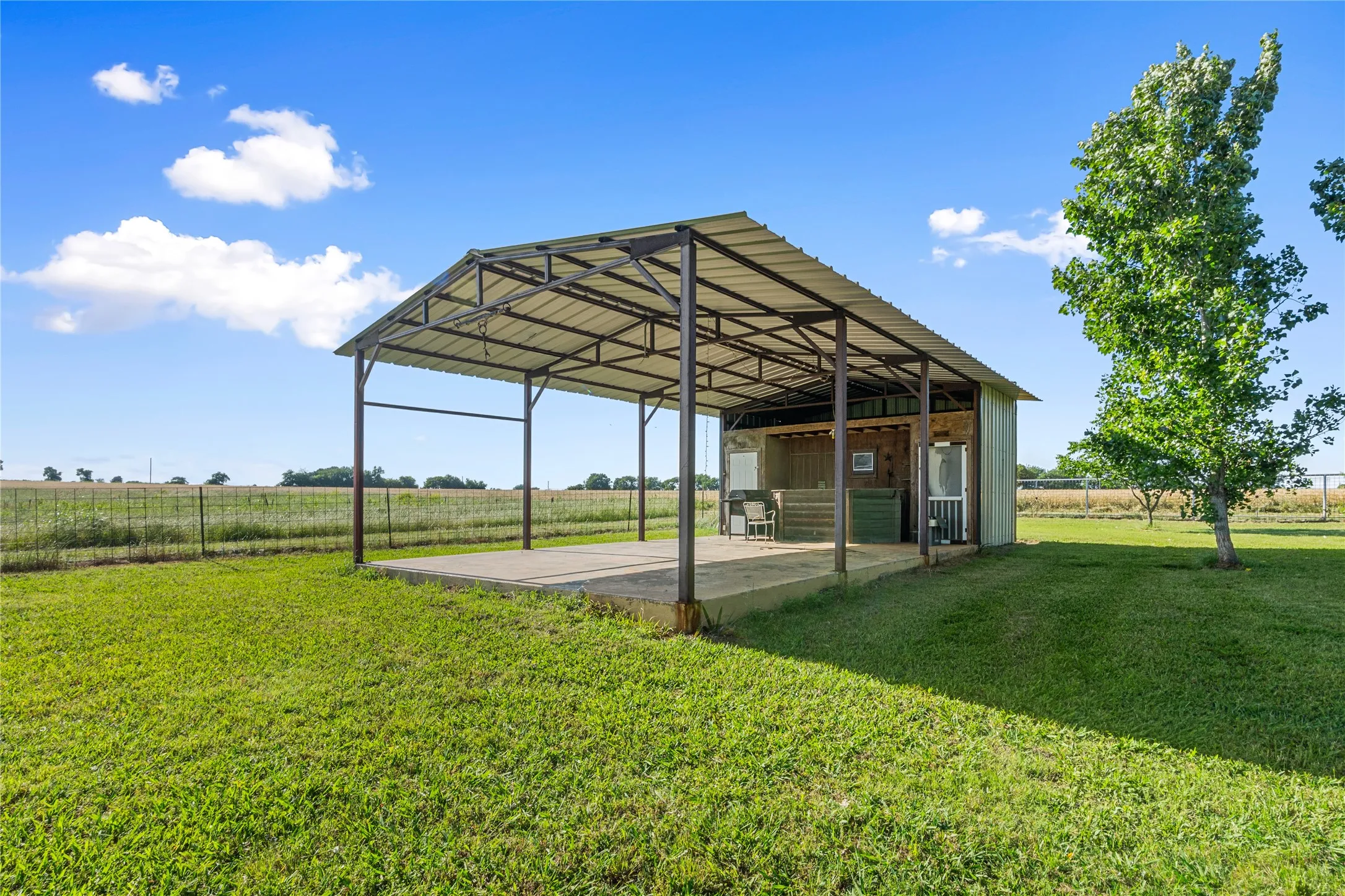 Party barn at pond