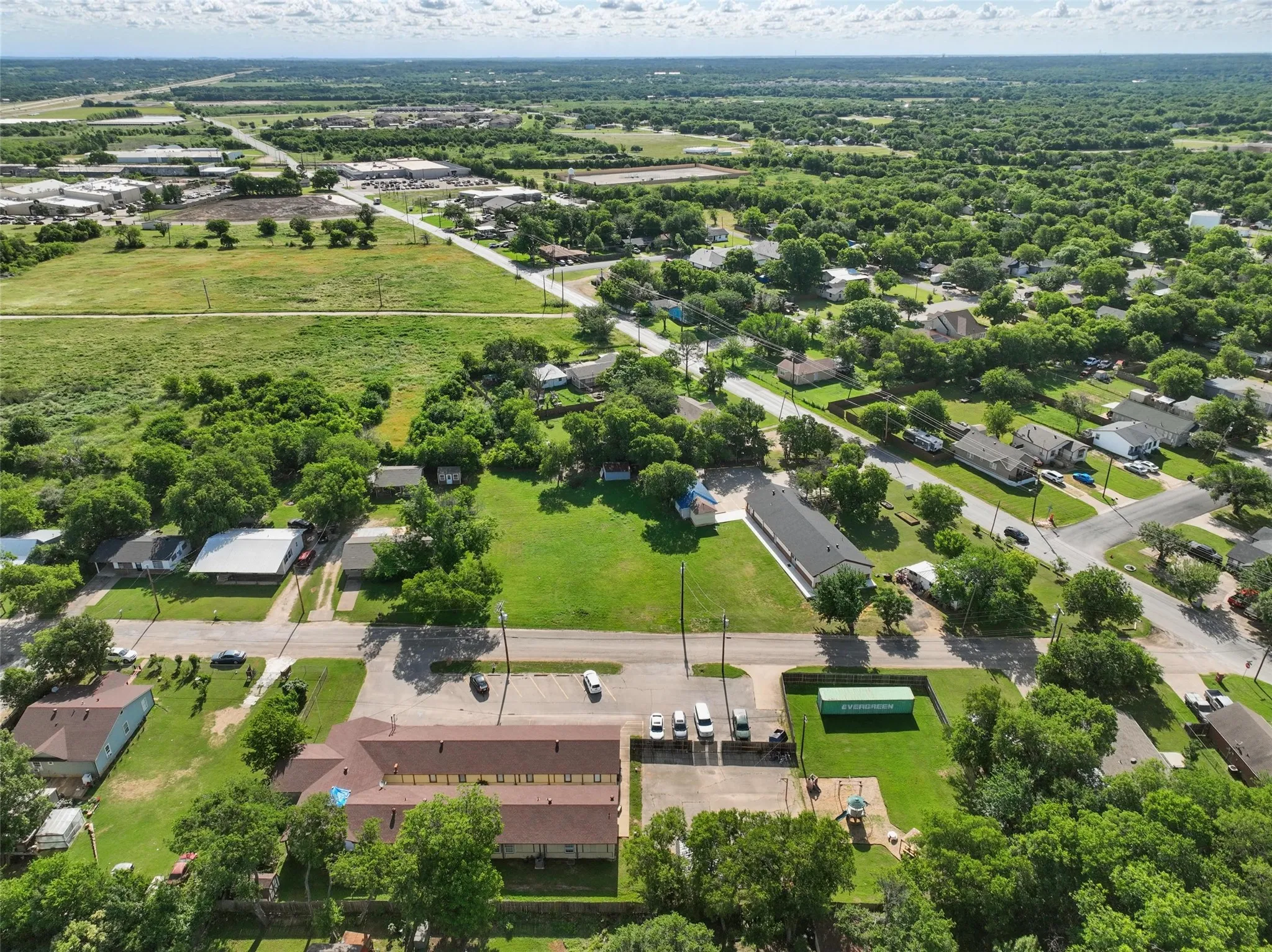 Aerial perspective of suburban area