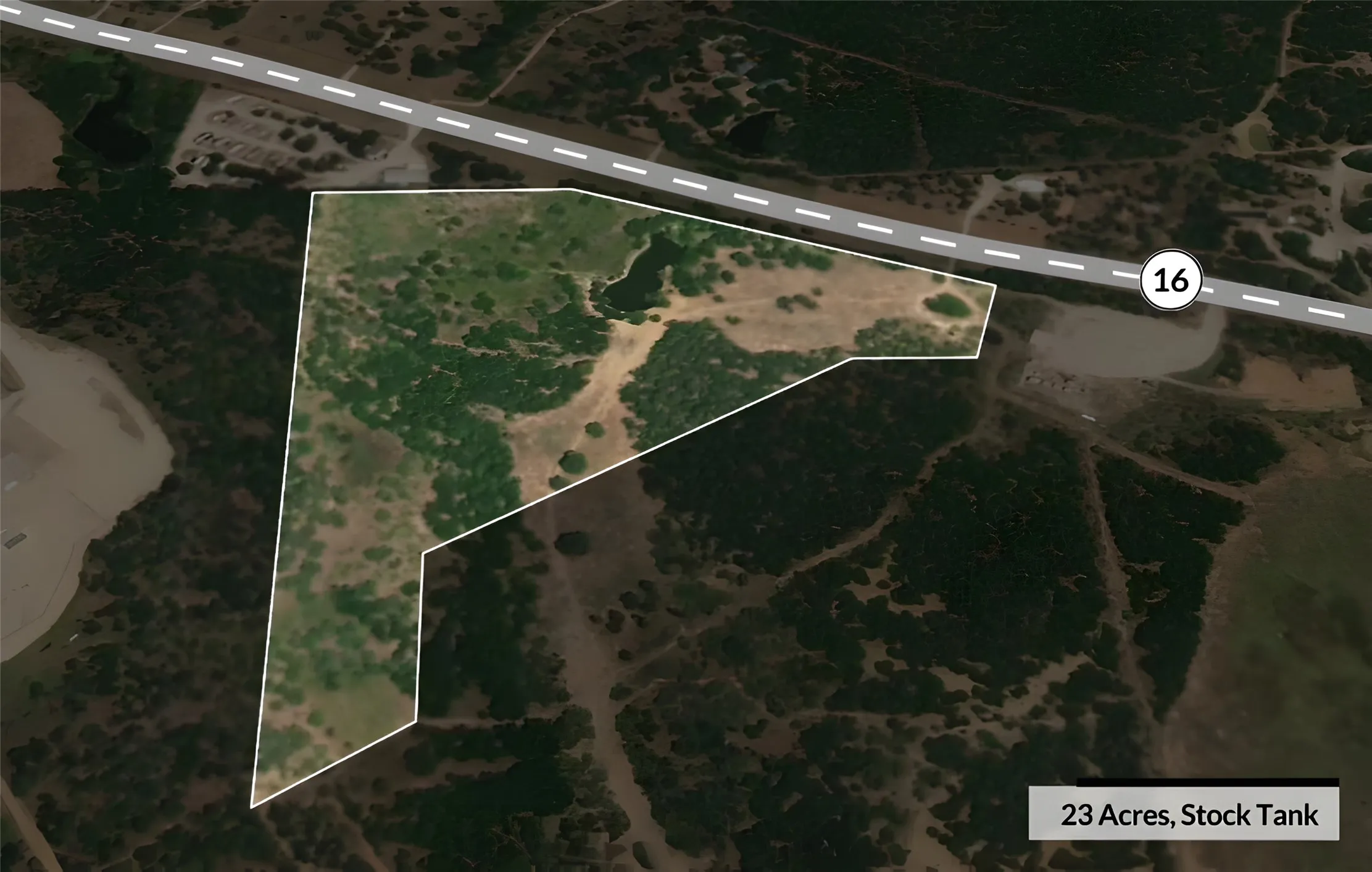 Aerial overview of property's location featuring property parcel outlined
