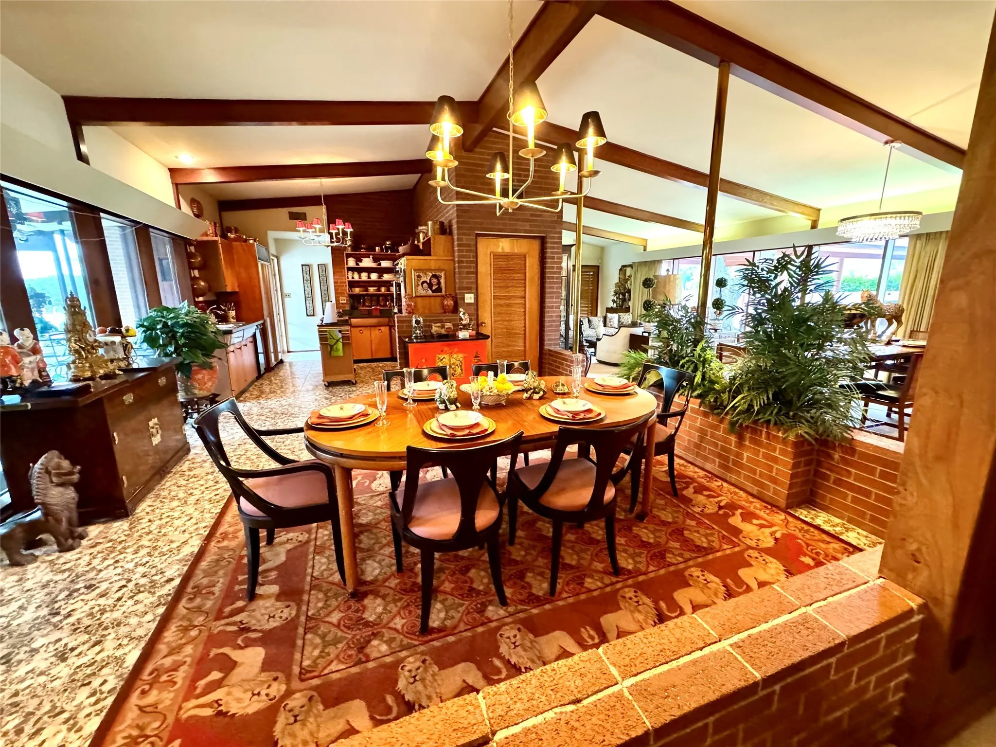 Dining area featuring a chandelier