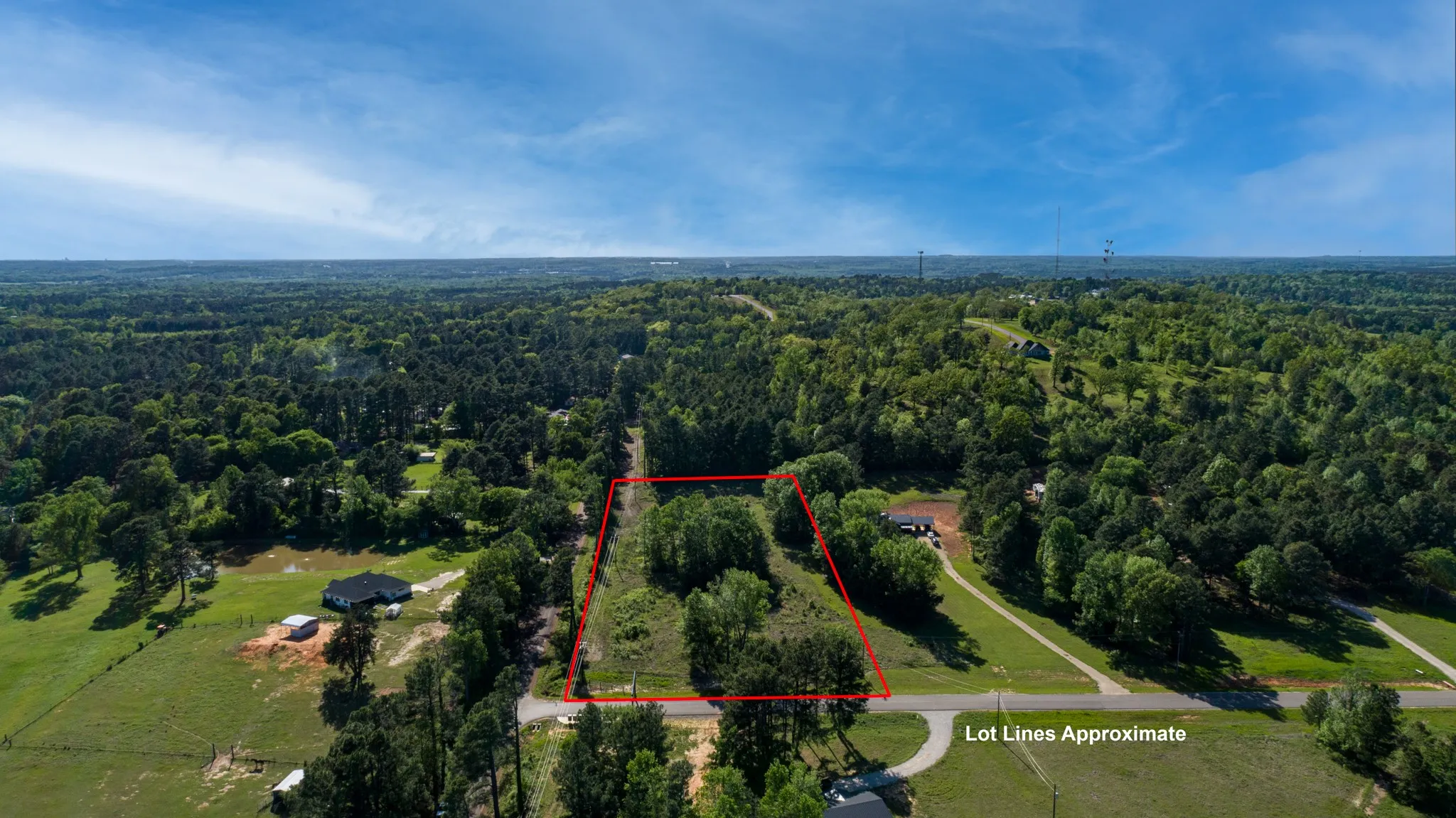 Aerial view with a view of trees
