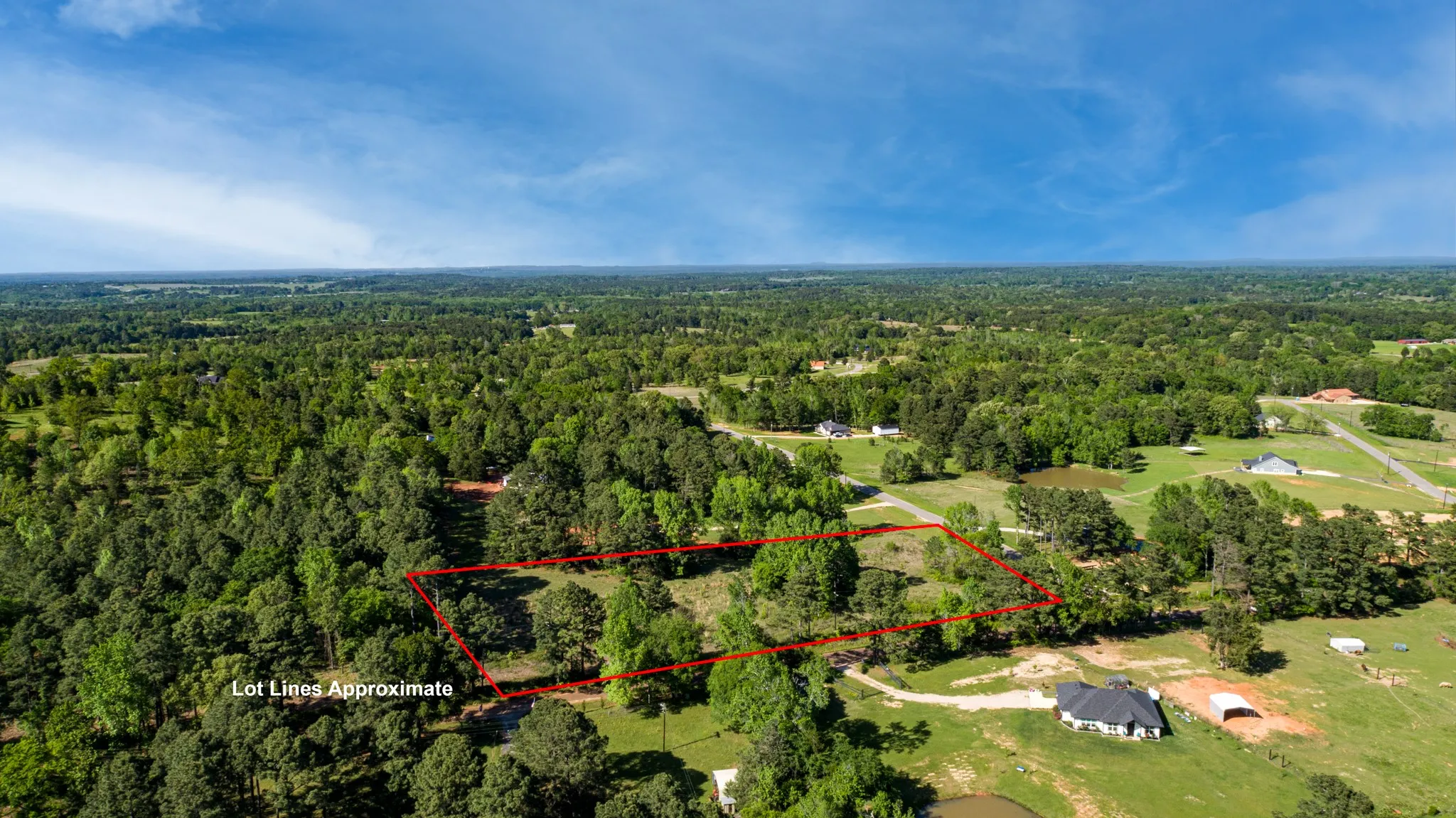 Aerial view with a view of trees