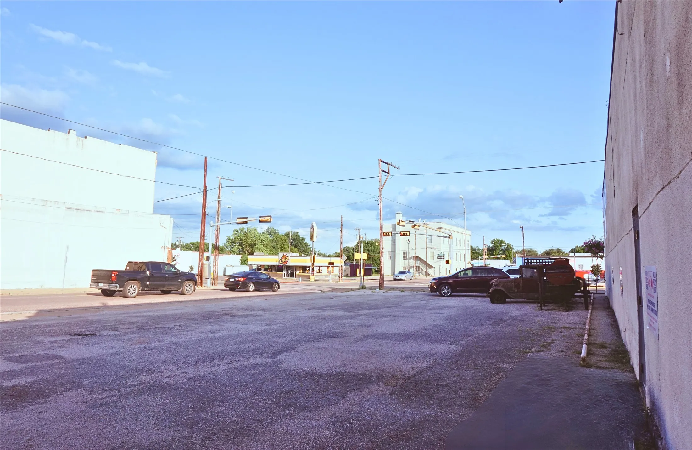 Parking view looking south