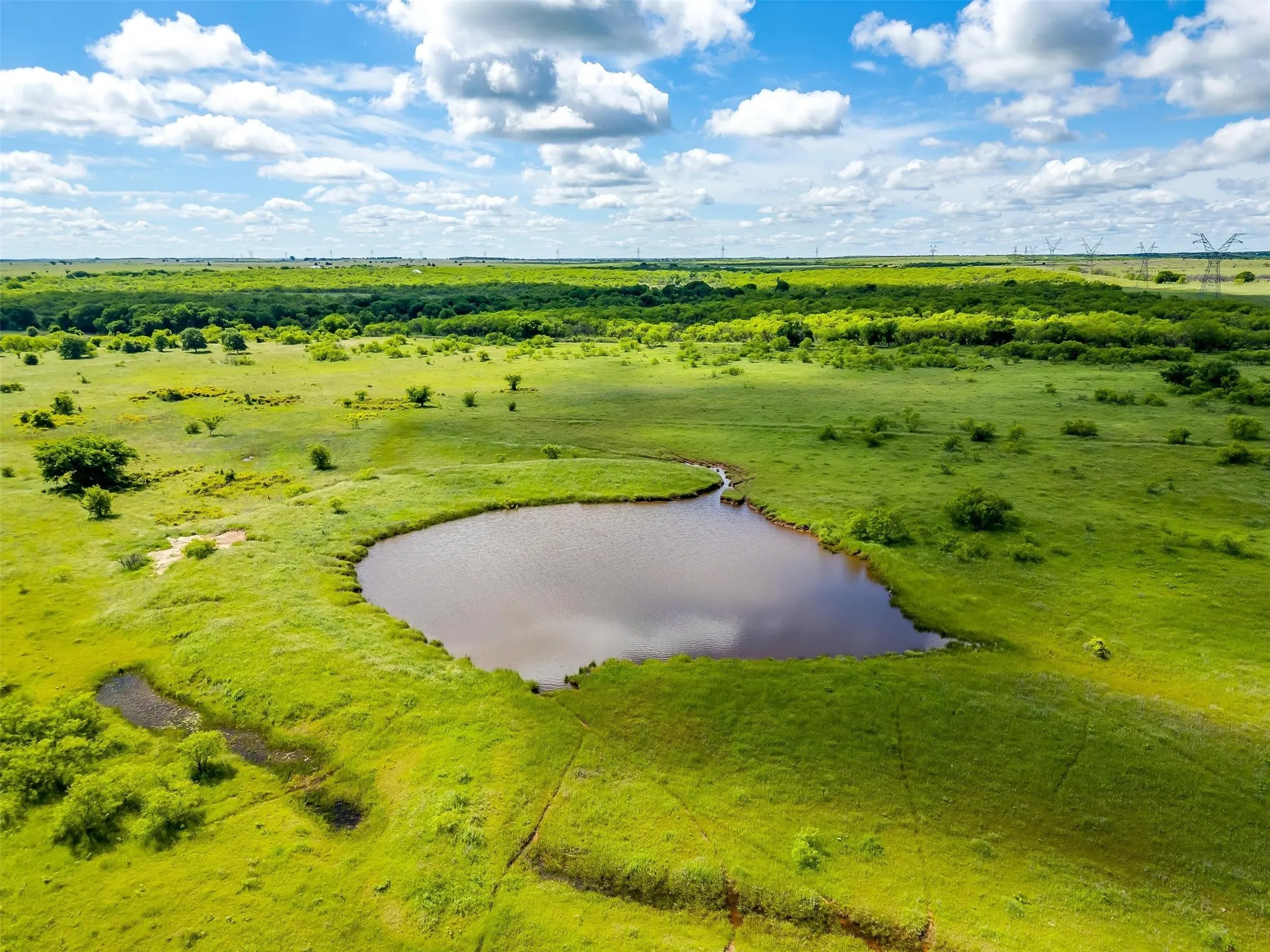 Bird's eye view of a nearby body of water