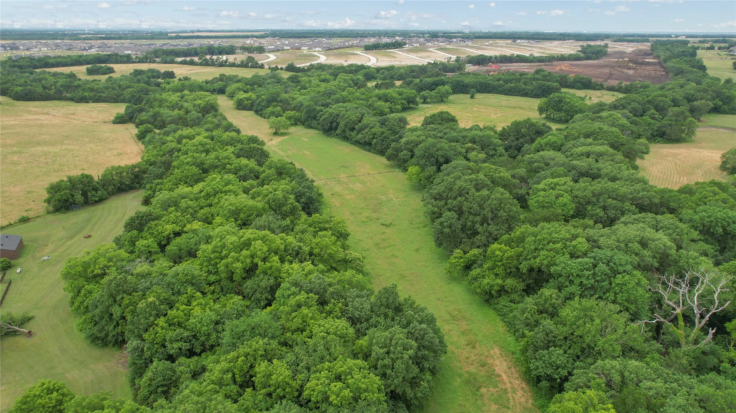 Aerial view of sparsely populated area
