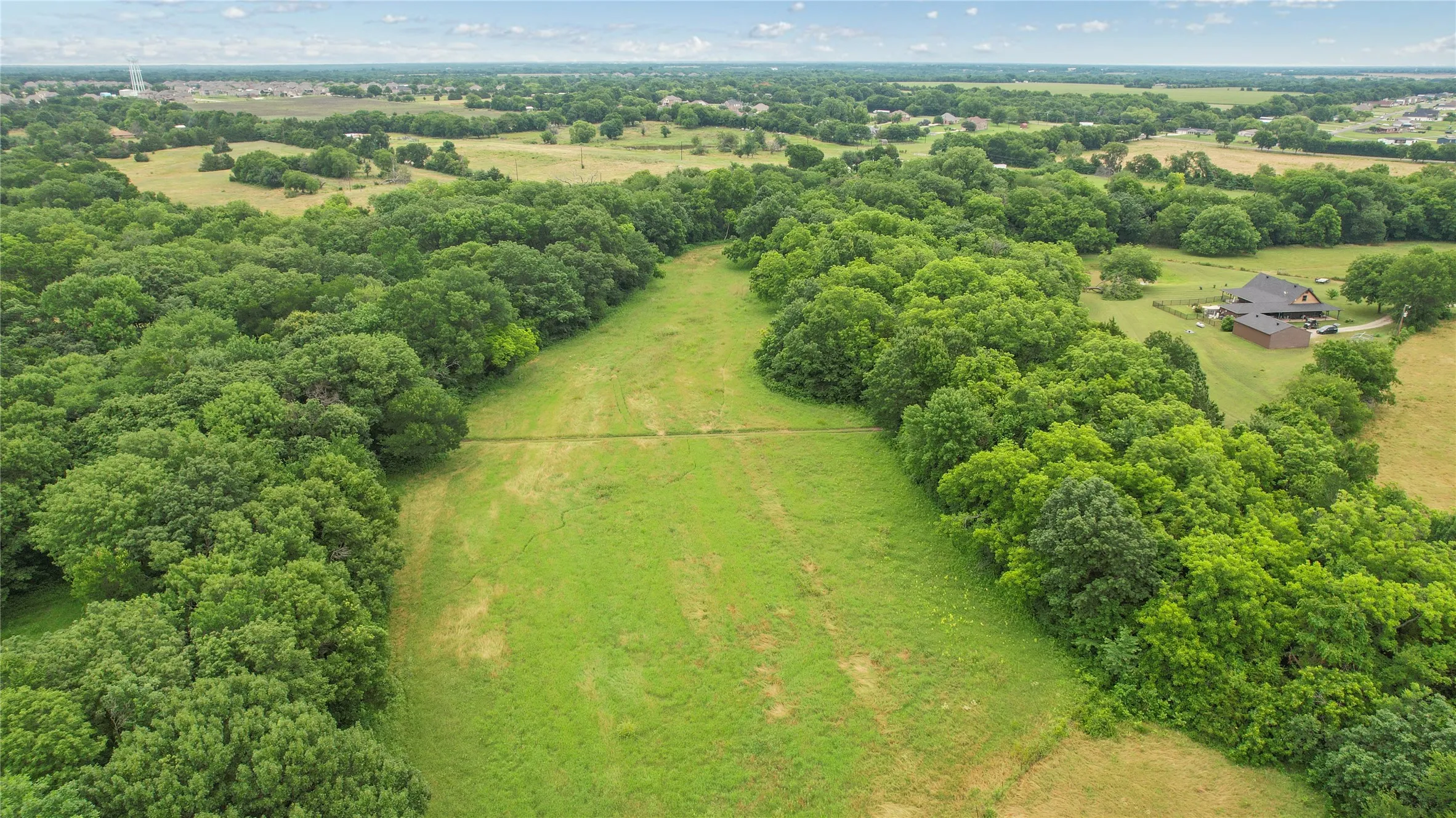 Aerial view of sparsely populated area