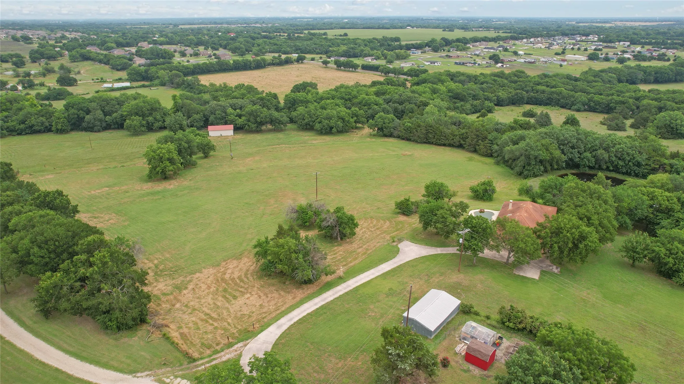 Overview of rural landscape with agricultural land