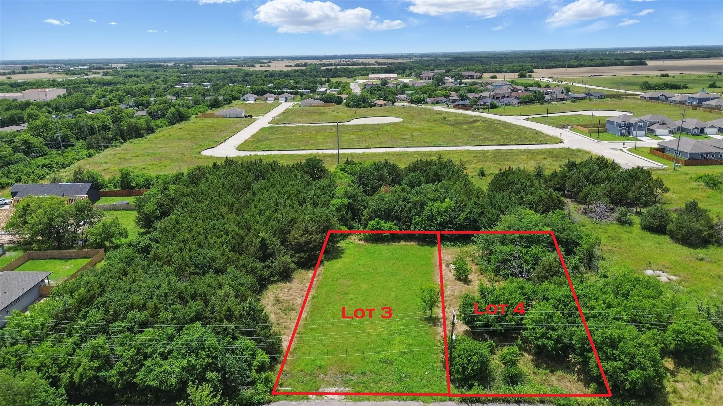Aerial view of property's location with property parcel outlined