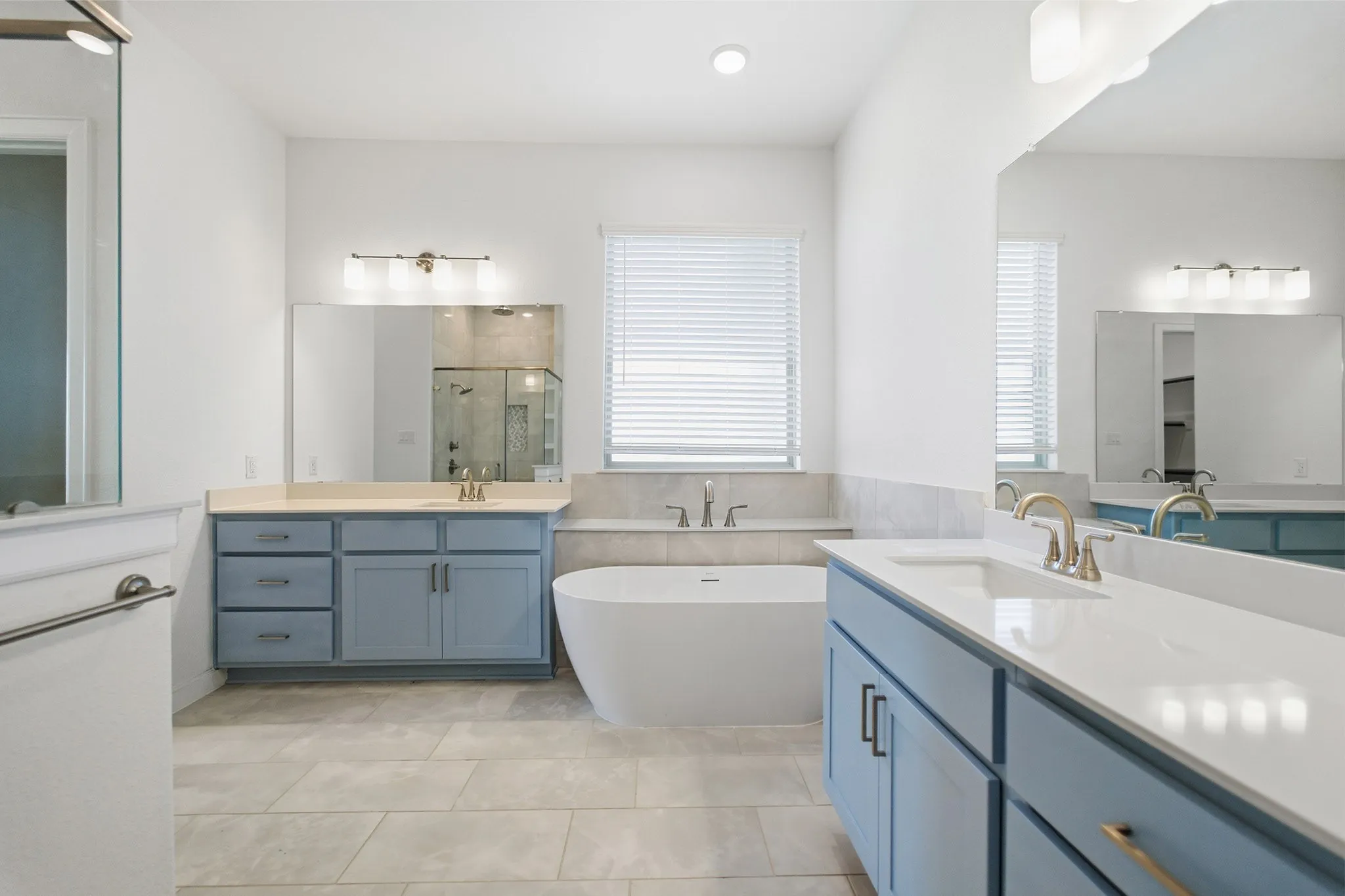 Light-toned tile flooring throughout