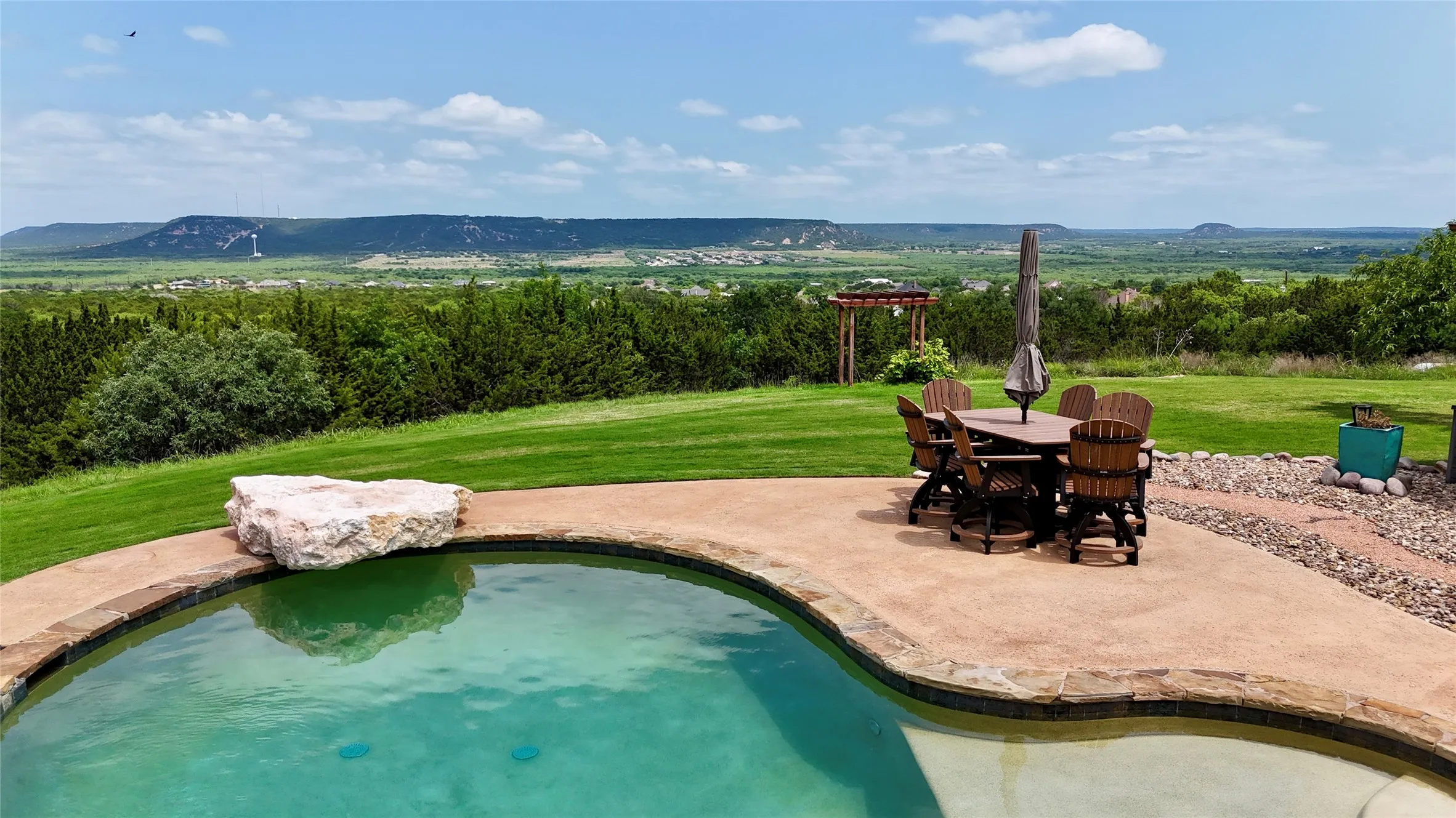 views to the east from the pool and master bedroom