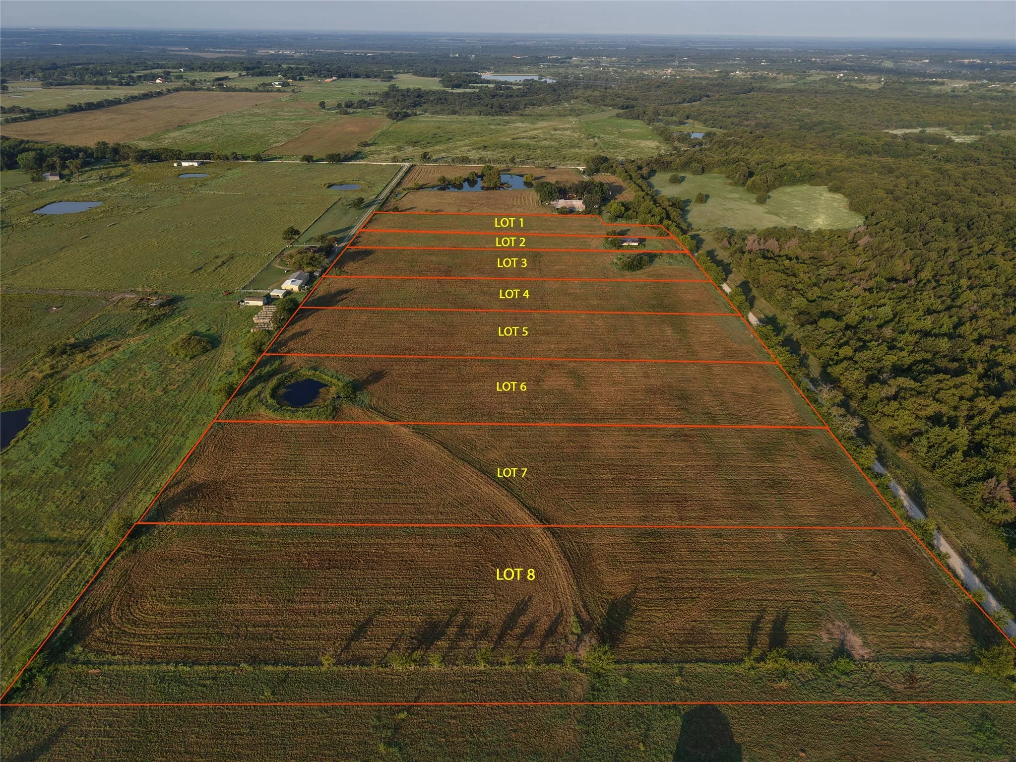 View of rural area with property boundaries highlighted