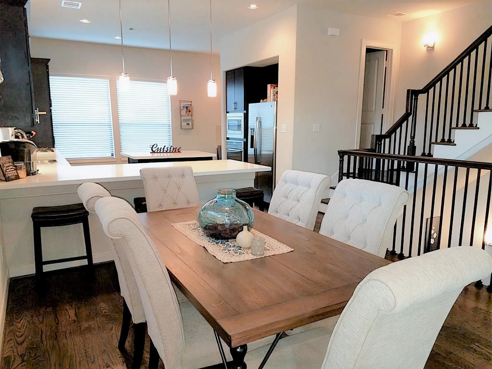 Dining room space with lots of seating to host.
