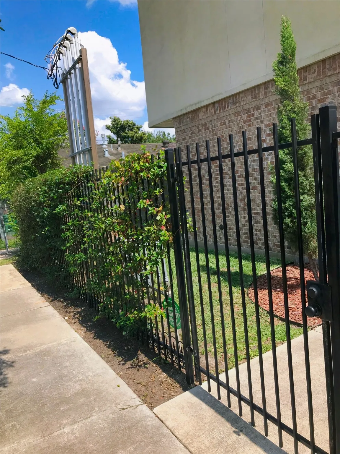 Private entrance to the yard and home. Please note the jasmine and grass did not make it through the freeze.