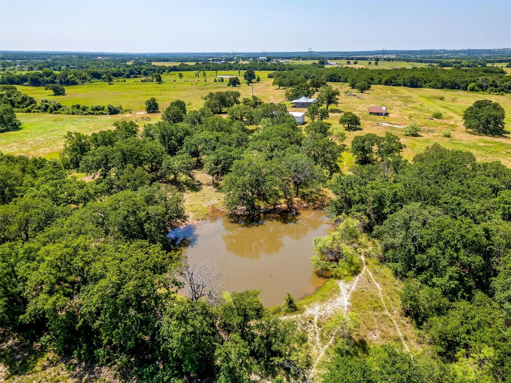 Bird's eye view of a nearby body of water