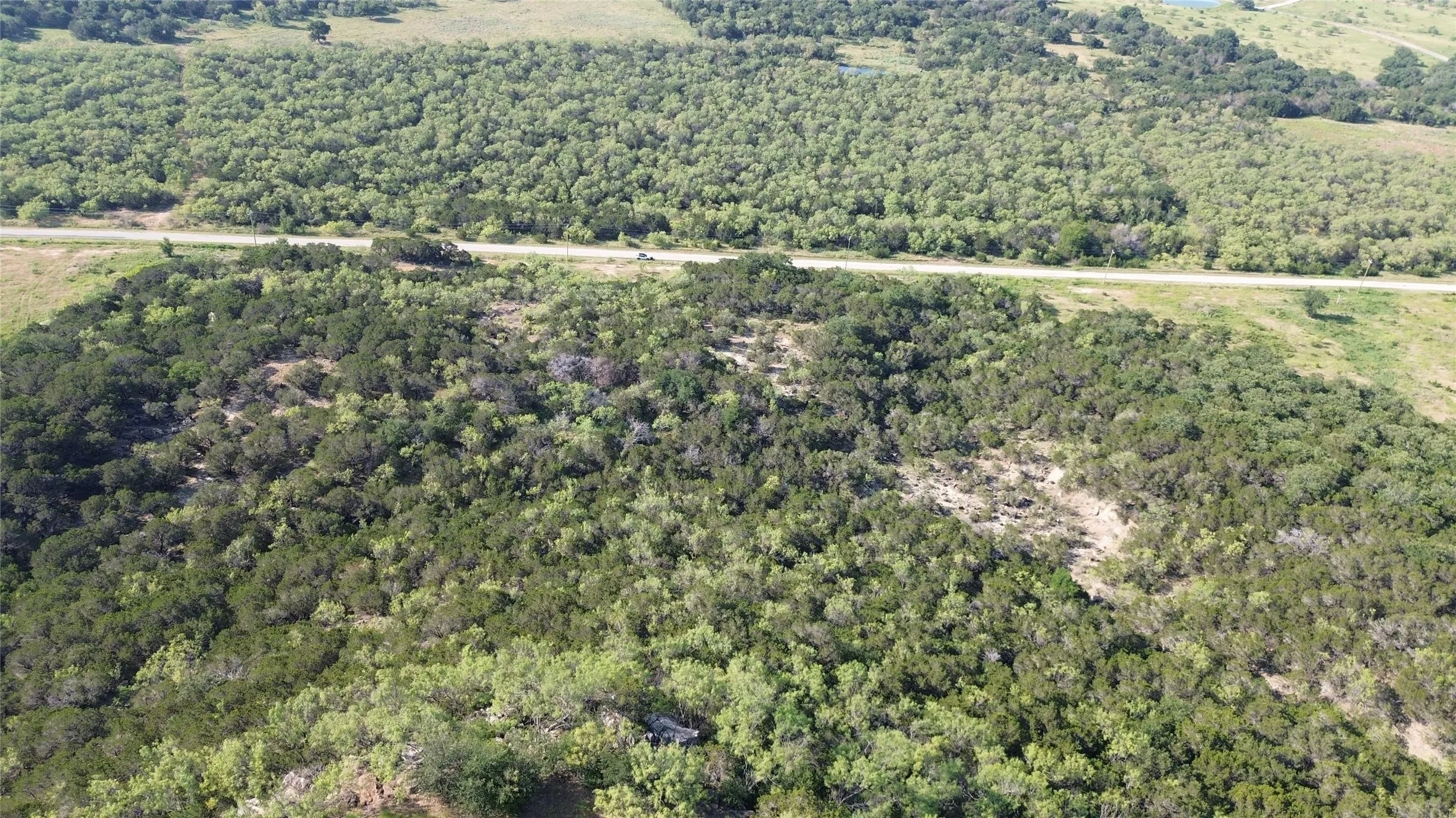 Bird's eye view of the property looking south