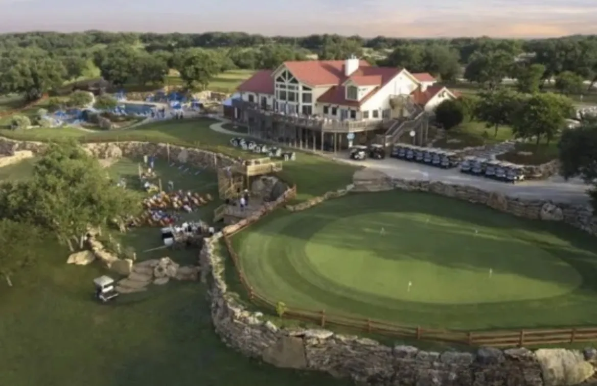 Aerial view at dusk of golf course view