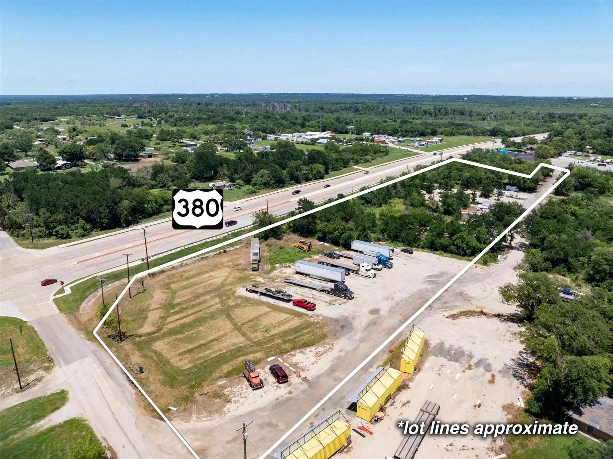Aerial view of property's location with property parcel outlined