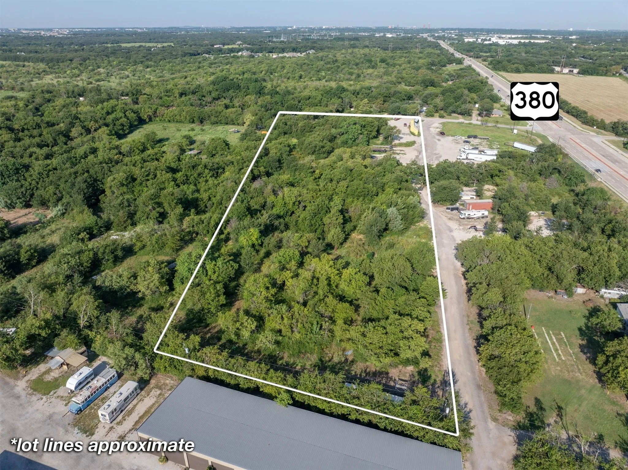 Aerial view of property's location with property boundaries highlighted