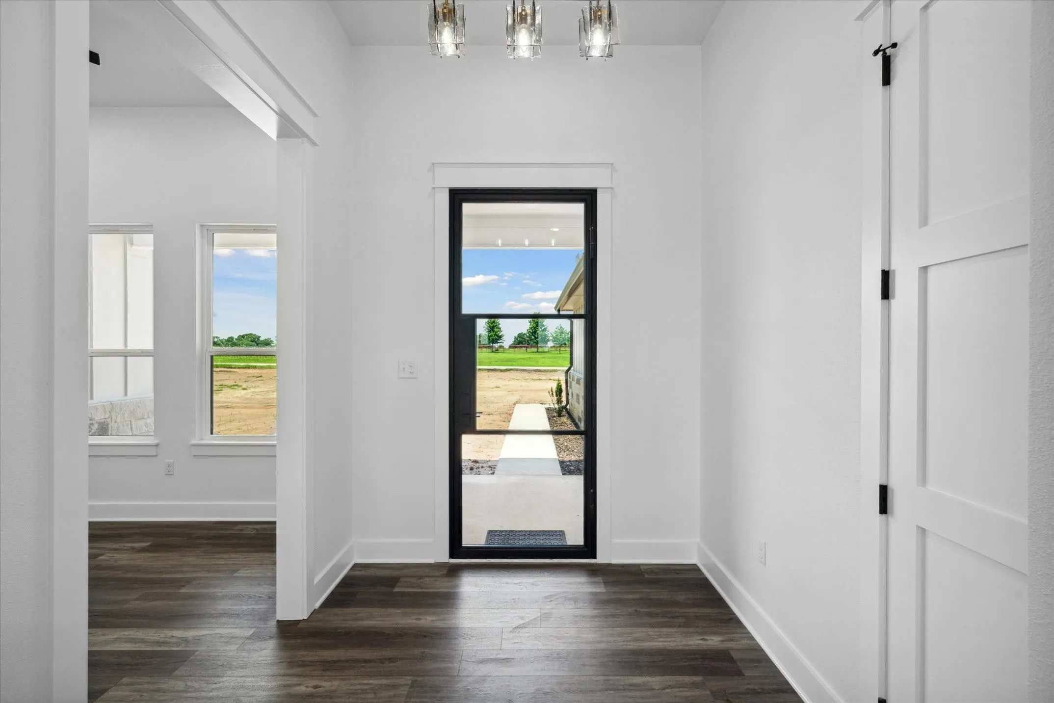 Entrance foyer featuring dark wood finished floors