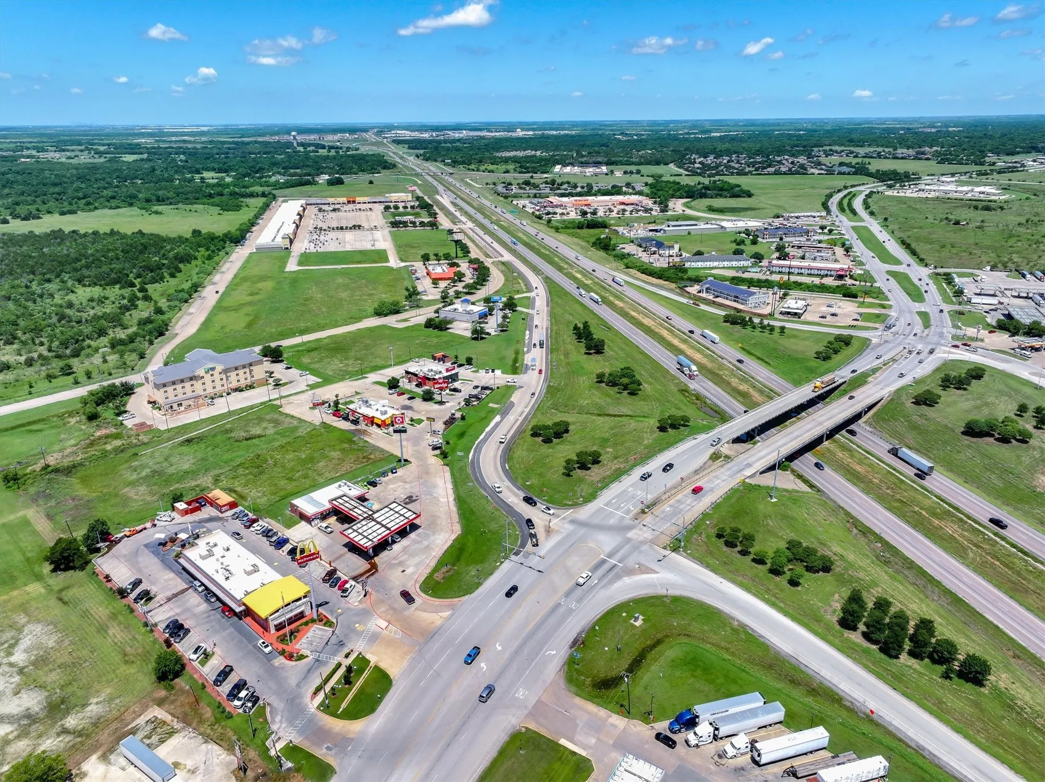 Aerial view of a main thoroughfare