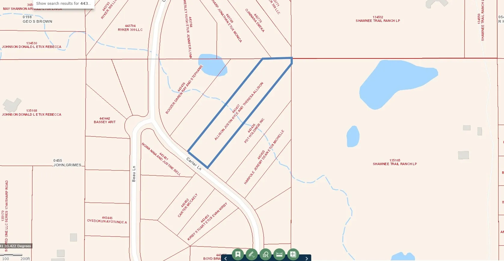 Map showing property parcels