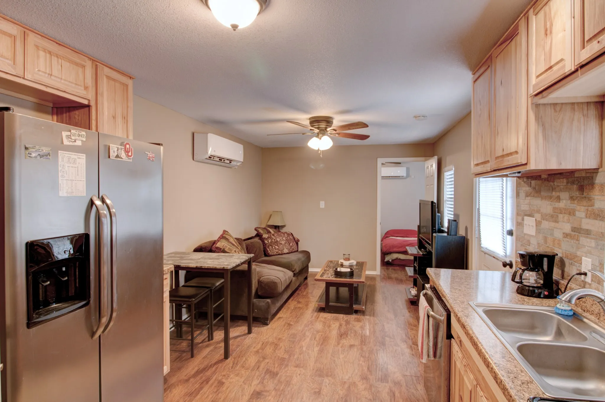 Kitchen living area in the tiny house
