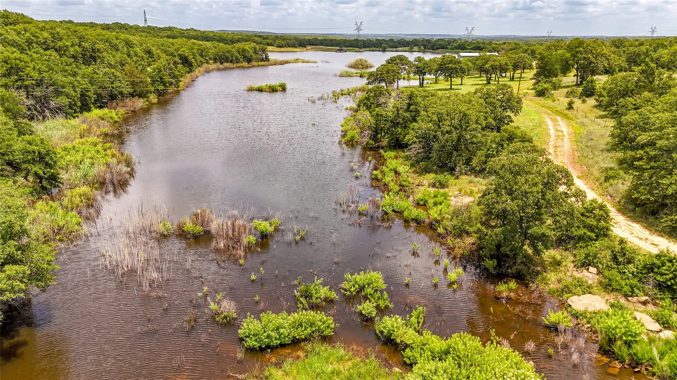Drone / aerial view of a nearby body of water
