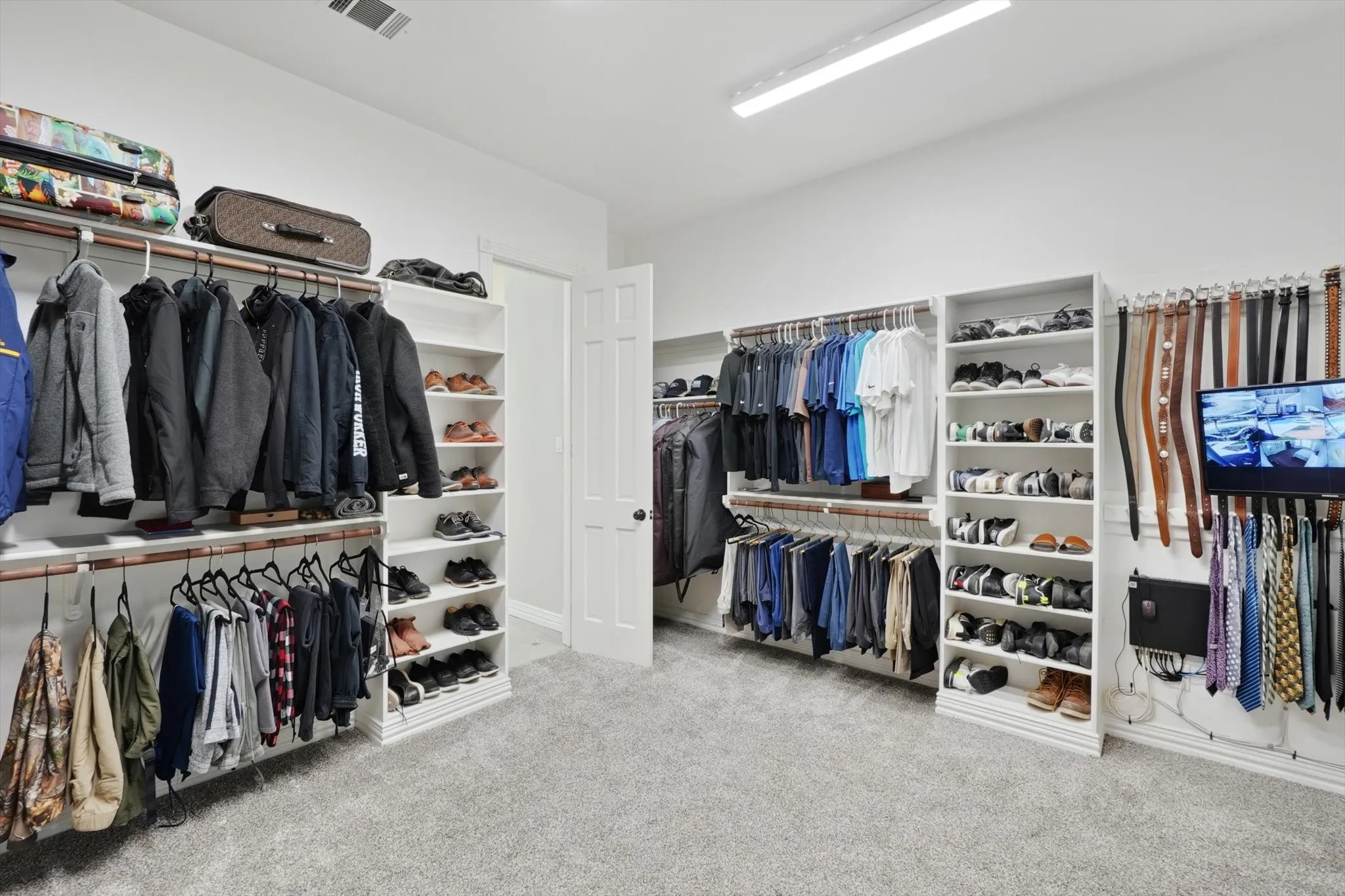 Spacious closet with carpet