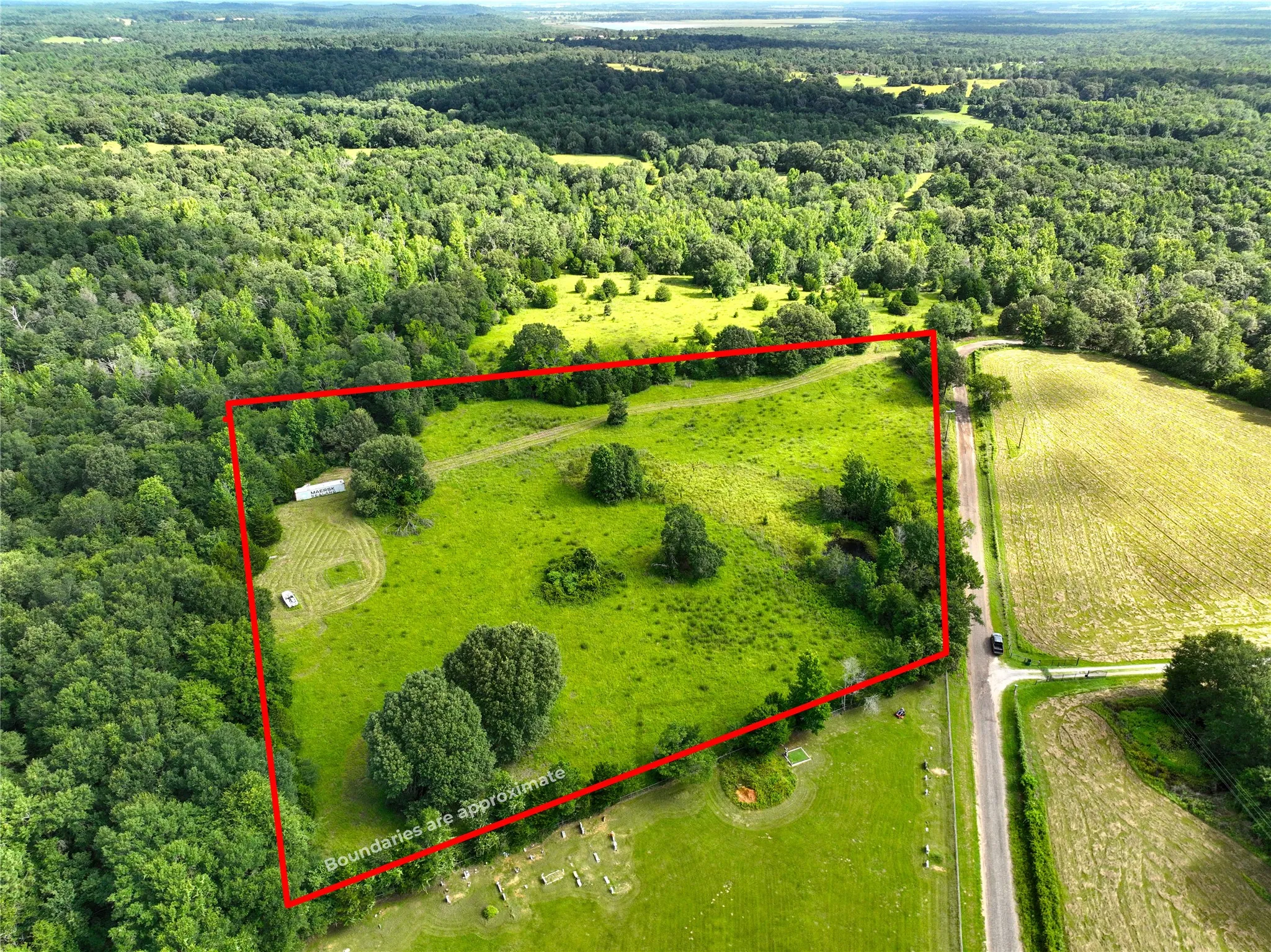 View of rural area with property boundaries highlighted
