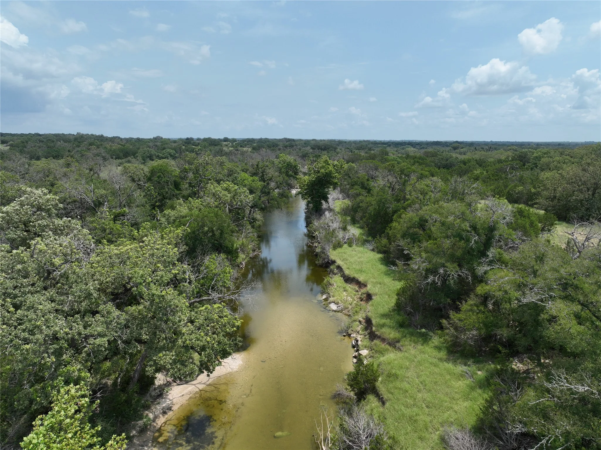 Aerial view of property's location featuring a forest and a large body of water