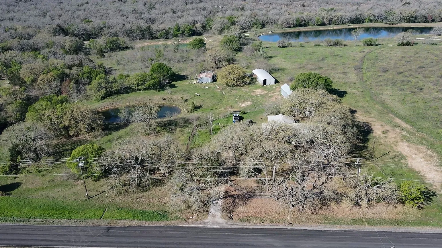 Aerial view of a nearby body of water